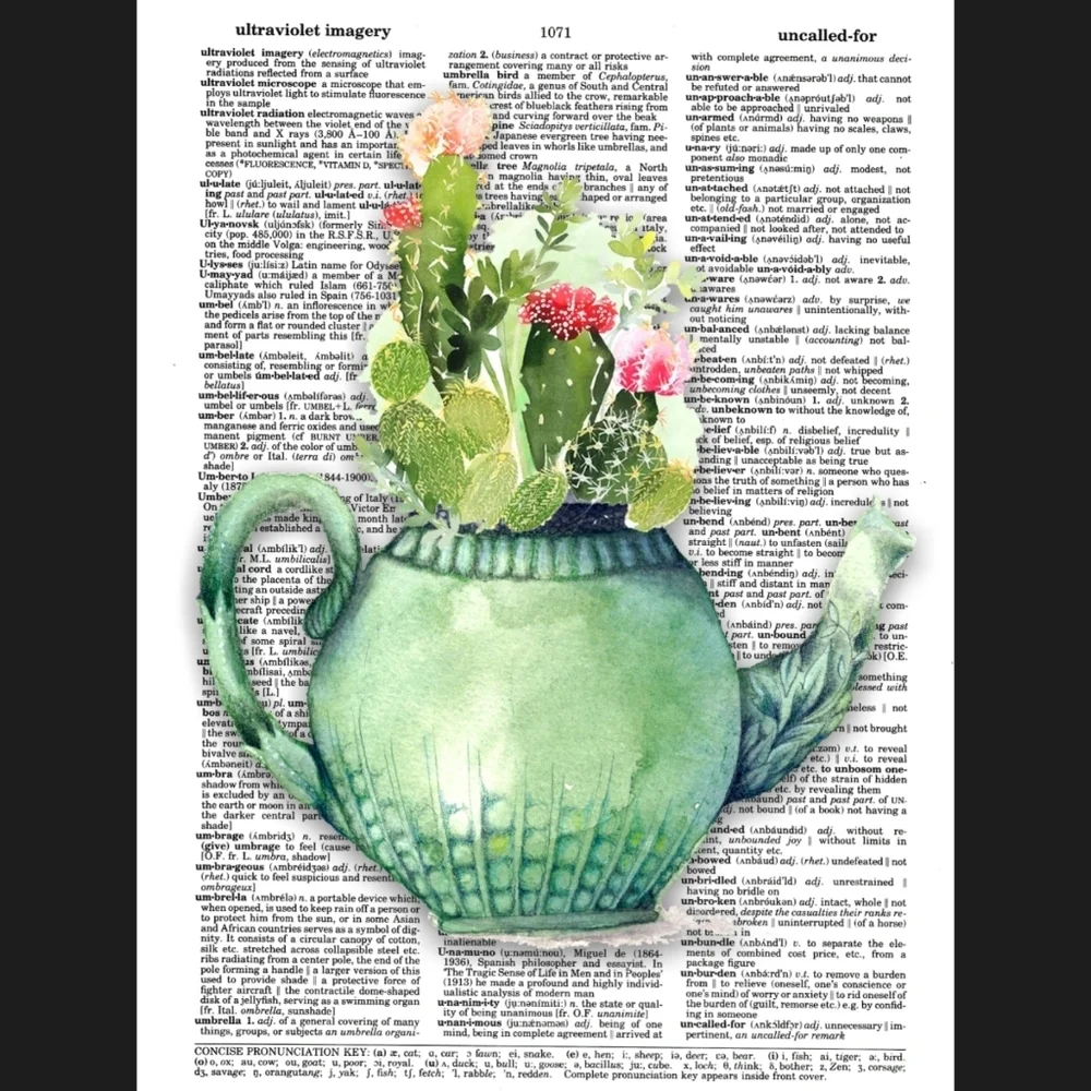 Cactus Tea Party Dictionary Art Print Succulent